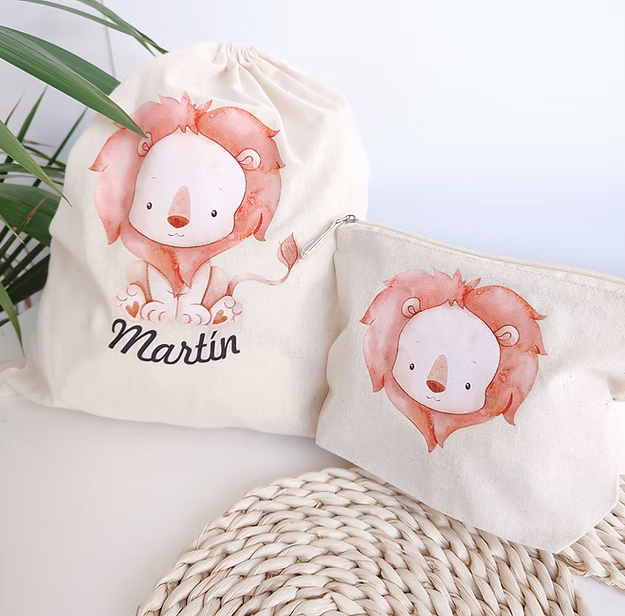 Mochila de tela + Neceser Colección Animales