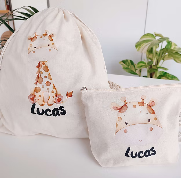 Mochila de tela + Neceser Colección Animales