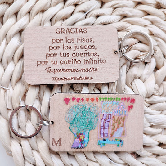 Llavero Dibujo Madera